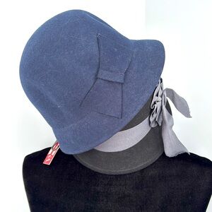 Two Cloche Hats. Blue and black.